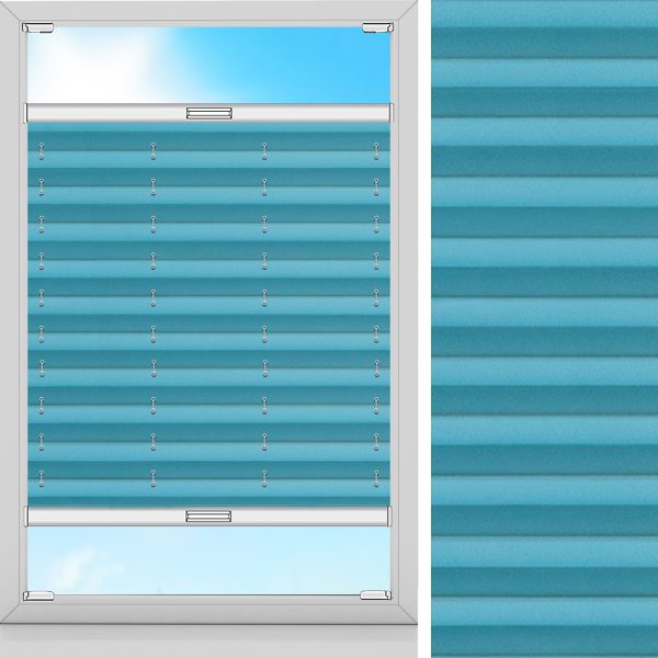 Plissee Klara, Blau, lichtdurchlässig & blickdicht