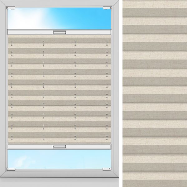 Plissee Leinen, Beige, komplett verdunkelnd