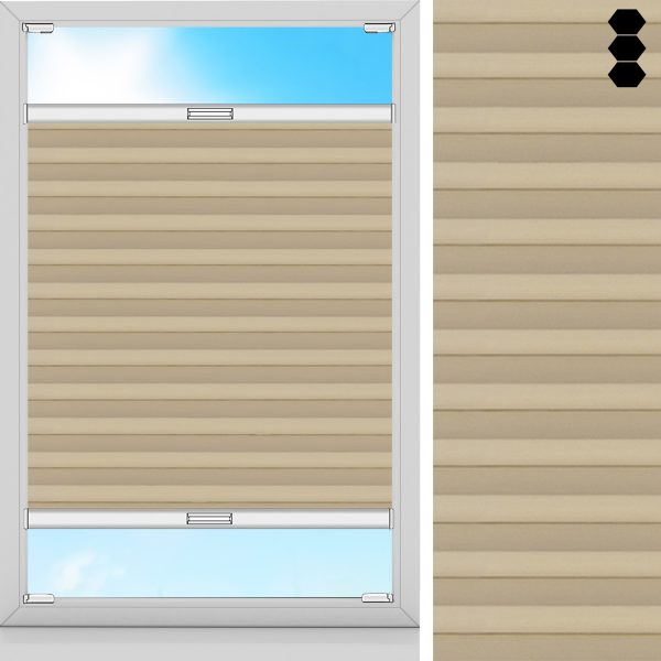Wabenplissee Bela, Beige, komplett verdunkelnd