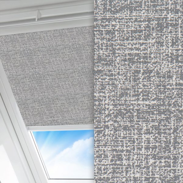 Dachfenster Rollo Maya, grau/weiss, komplett verdunkelnd, feucht abwischbar