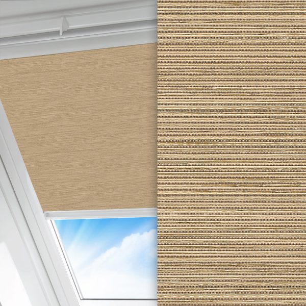 Dachfenster Rollo Linea, braun, komplett verdunkelnd, Rückseite farbig wie Vorderseite, feucht abwischbar