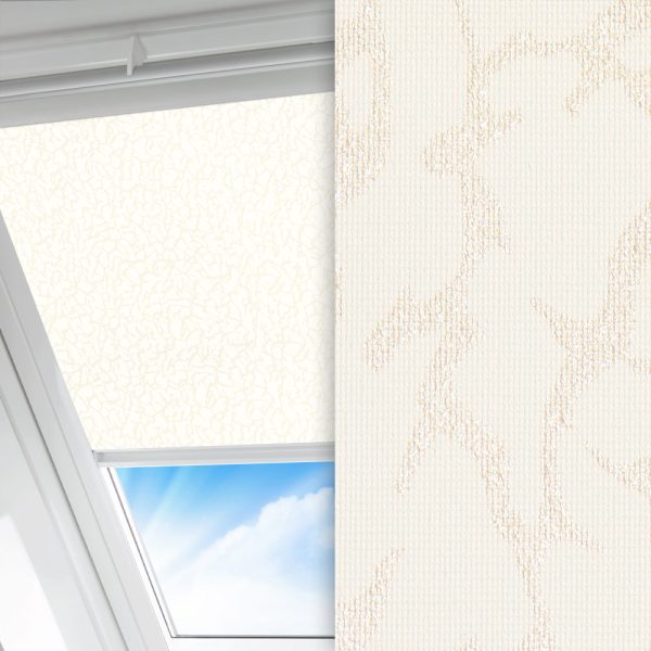 Dachfenster Rollo Leopard, weiss, komplett verdunkelnd, feucht abwischbar, weiss glänzend