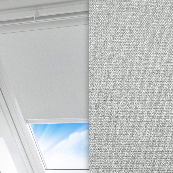 Dachfenster Rollo Prima Glitzer, grau, lichtdurchlässig & blickdicht, Rückseite Perlmutt, schmutzabweisend, feucht abwischbar, silber glänzend
