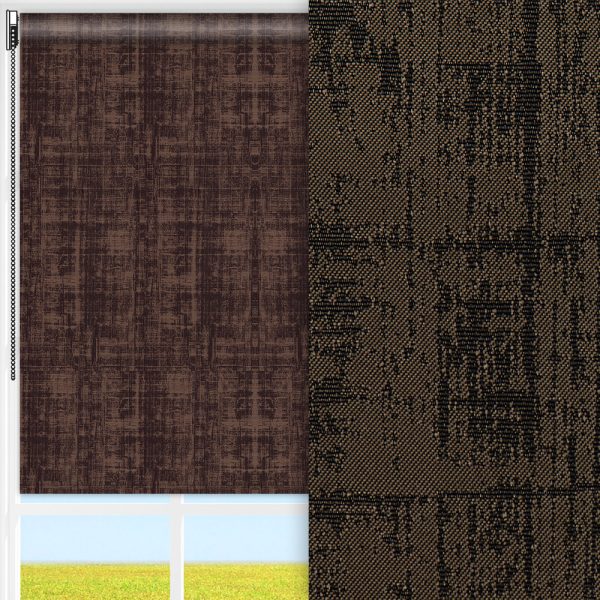 Rollo Terra, braun, lichtdurchlässig & blickdicht, feucht abwischbar, gold glänzend